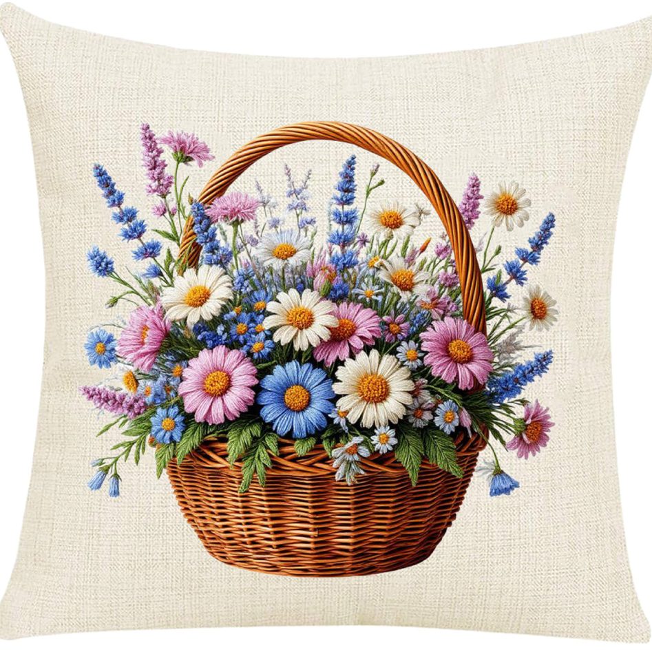 Basket of Daisies Pillow Cover